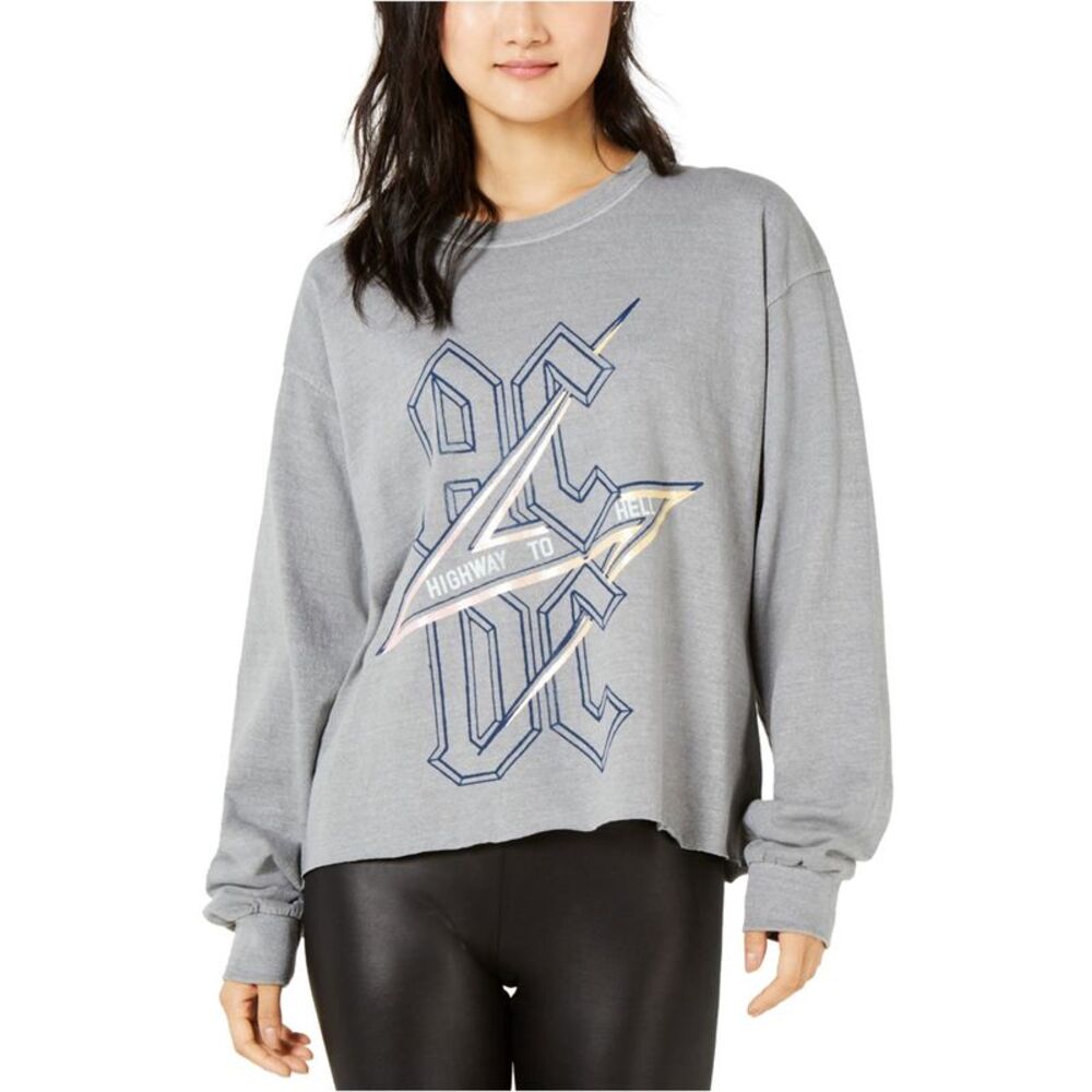 True Vintage Womens AC/DC Graphic T-Shirt, Grey, L, DM